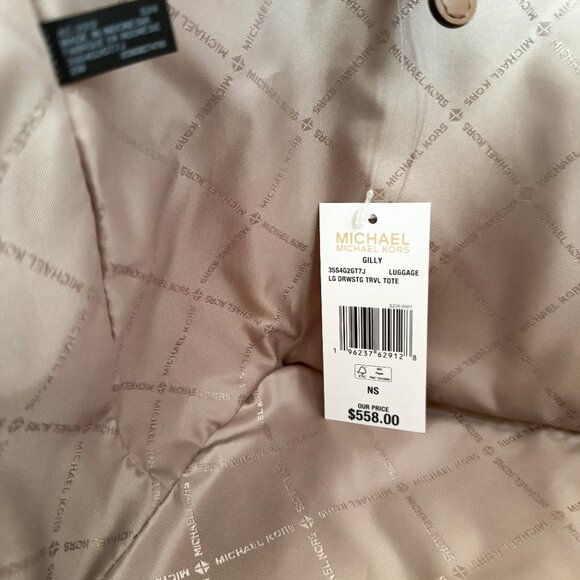 Michael Kors Gilly LG Drawstring Travel Tote Shoulder Bag MK Graphic Logo Brown - Picture 13 of 15